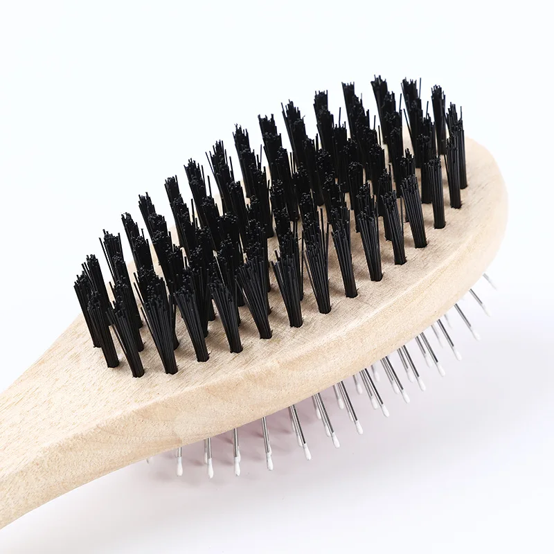 Pet wooden handle comb hair brush for cat cleaning double-sided needle comb