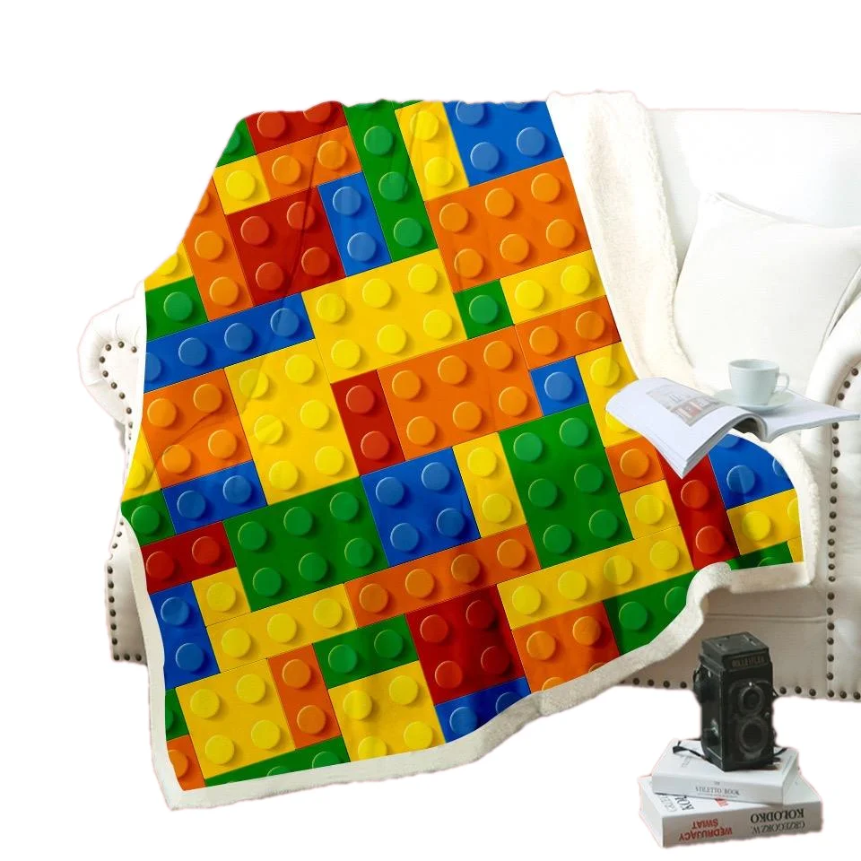 
2021 fashion design 3D printed 2 layer fleece and sherpa soft blanket 