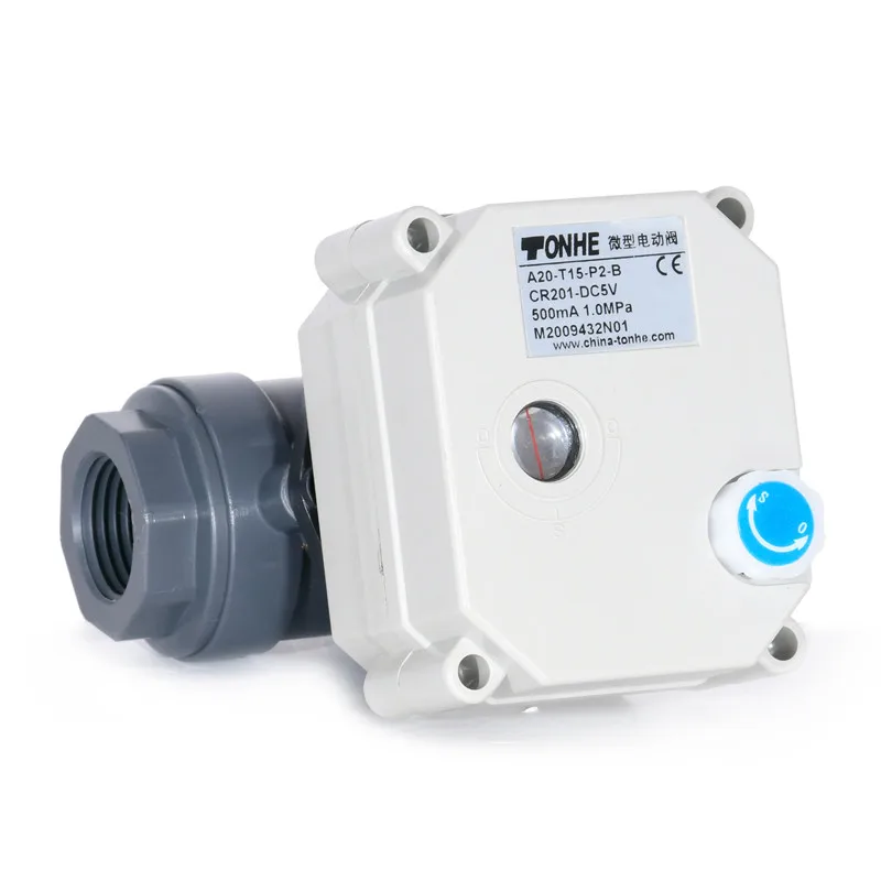 3/4' DN20 Mini Motorized PVC Ball Valve 9-24VAC/DC Or 110-230VAC Auto Return Failsafe With Manual Override 10Bar