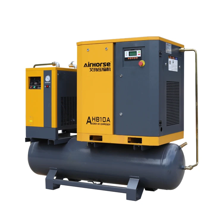 Silent air pump industrial type aircompressors 10hp 300l rotary compressor with dryer for sale