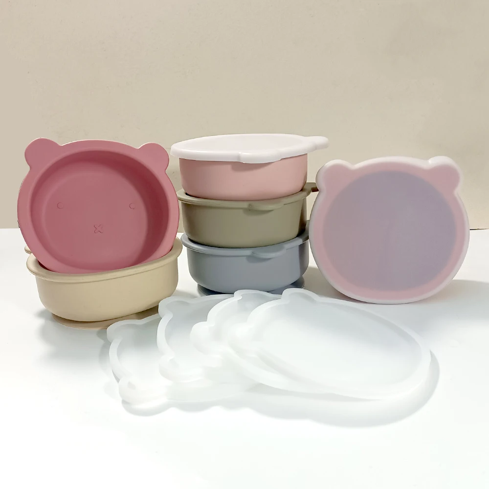 Silicone Baby Bowl Food Grade Soft Material Non Toxic BPA Free Infant Silicone Bear Bowl With Suction Bottom Bowls Toddler Plato