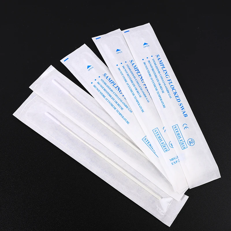 Medical Disposable Specimen Collection Sterile Swab Plastic Sampling Swab Nylon Flocked Throat Swab Stick