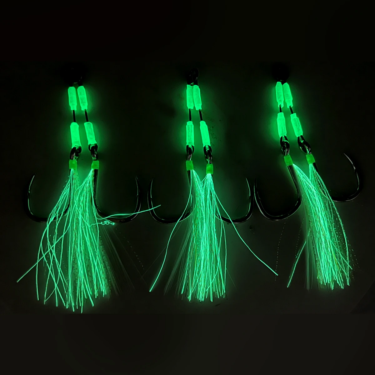 1/0~5/0 49 strand steel wire lead fish with luminous bright used for sea wolf anti bite line slow double hook bkk assist hook