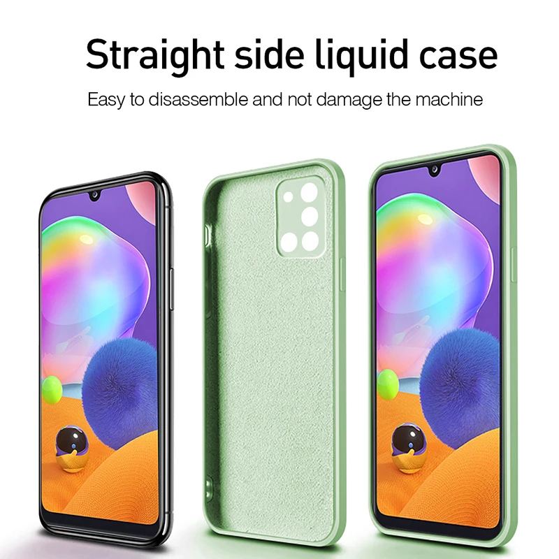Square Liquid Silicone Case For Samsung Galaxy S21FE S20 S10 S9 S8 Plus A52 A72 A50 A70 A51 A71 A31 A21S Note 20 Ultra 10 Cover
