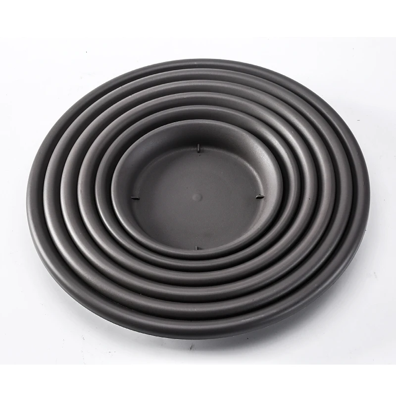 plant pot plastic saucer with thick white gray plastic tubs