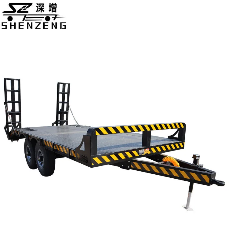 6 ton excavator trailer tandem axles flatbed trailer with ramp