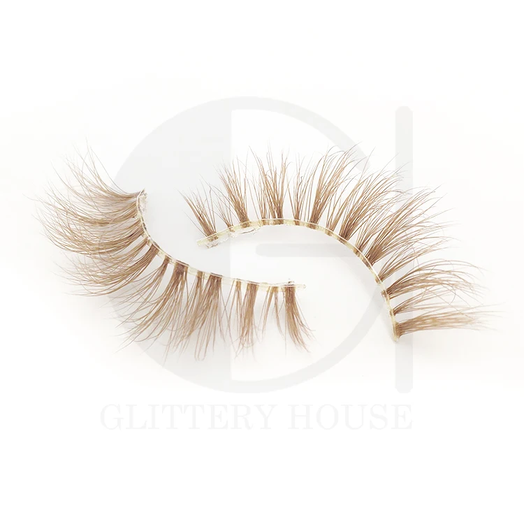 3D color mink eyelash full strip real mink eyelashes wholesale private label 3d handmade natural false eyelash brown color lash