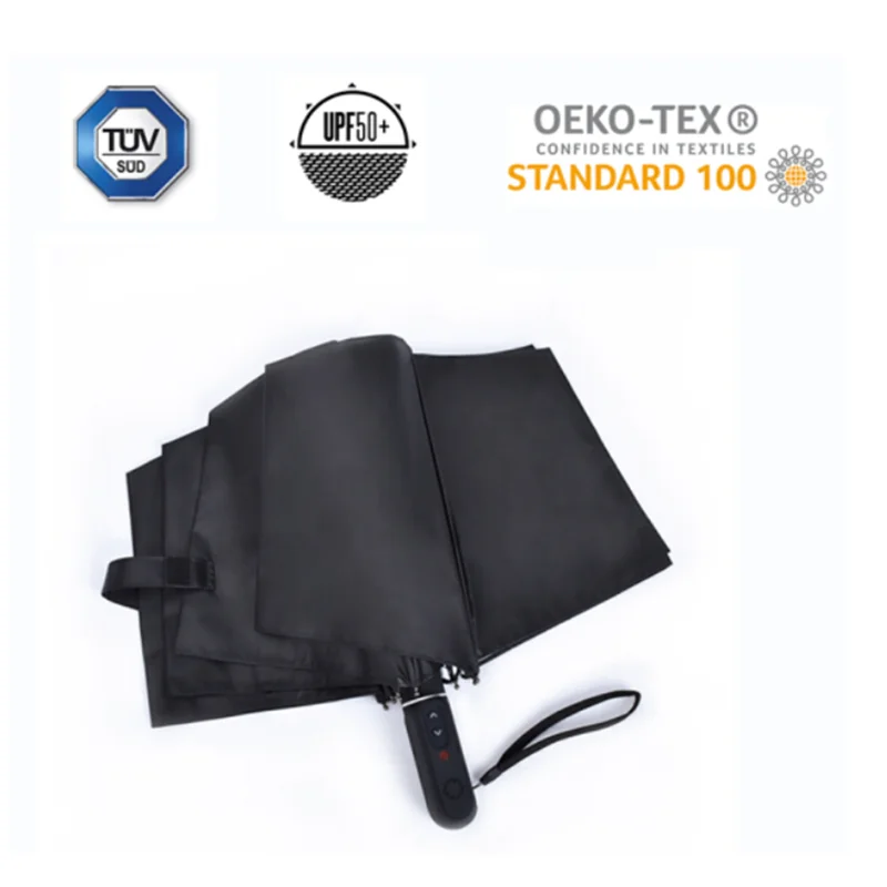 New design 3 folding umbrella with case usb charging hight quality smart electric fully automatic auto opening close umbrellas