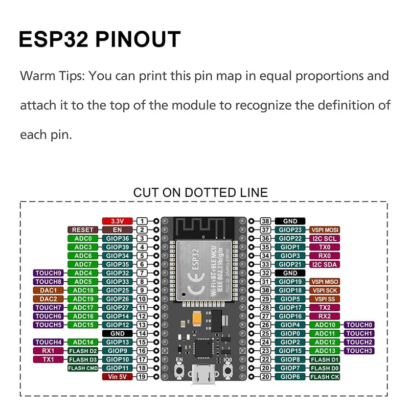 ESP32 expansion Board 38Pin Development Board Wireless WiFi Bluetooth 2 in 1 Dual Core CPU