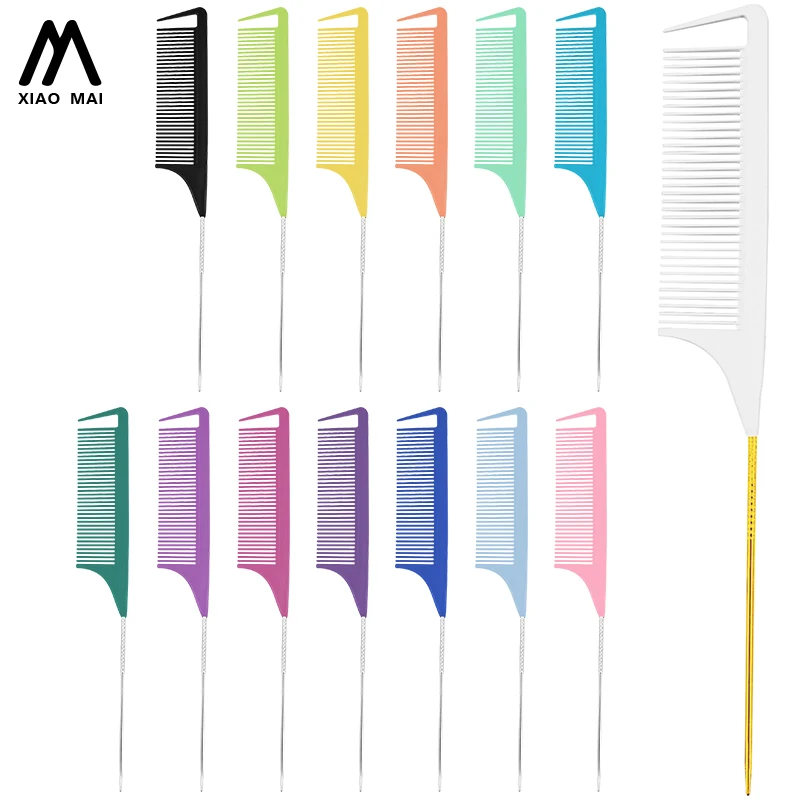 Barber Special Design Logo Private Anti-static Plastic Hair Cutting Combs Tapered For Hairdresser Steel Needle Tip Comb