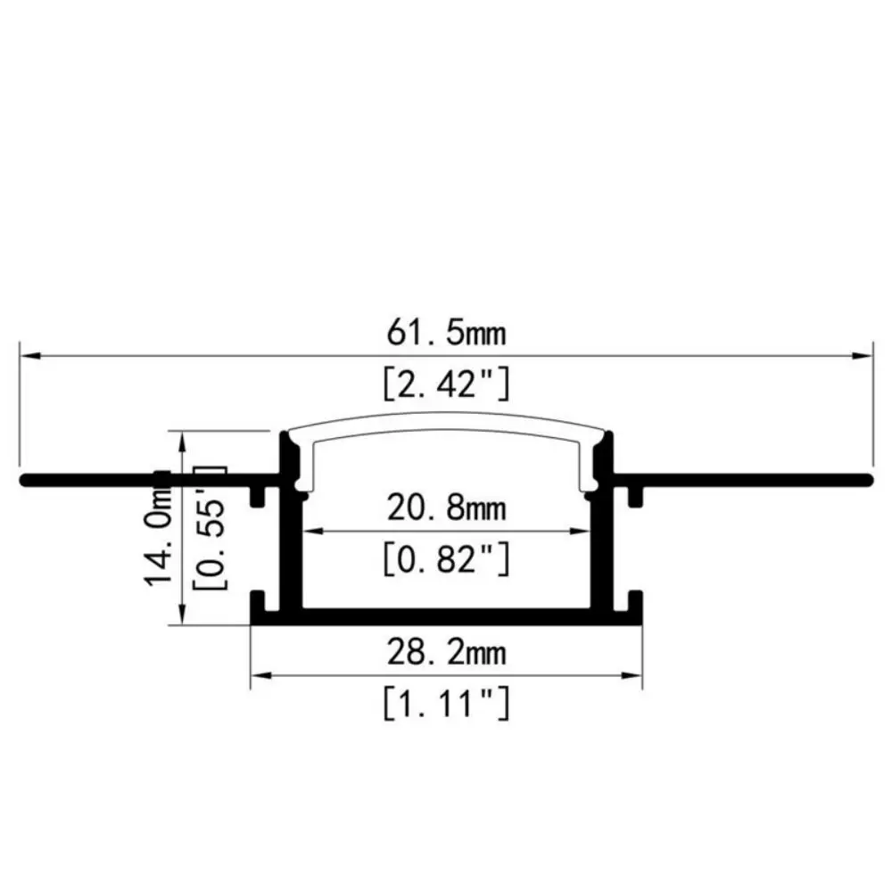 62*14mm Gypsum Board Strip LED Channel LED Plaster Profile Recessed Drywall LED Aluminum Extrusion for Ceiling Wall