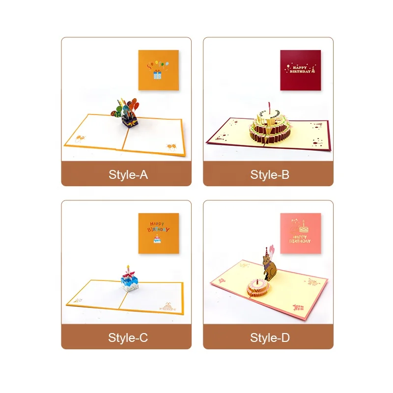 Customize Unique Fancy Balloons Color Mixing Funny Paper 3d Pop Up Greeting Card