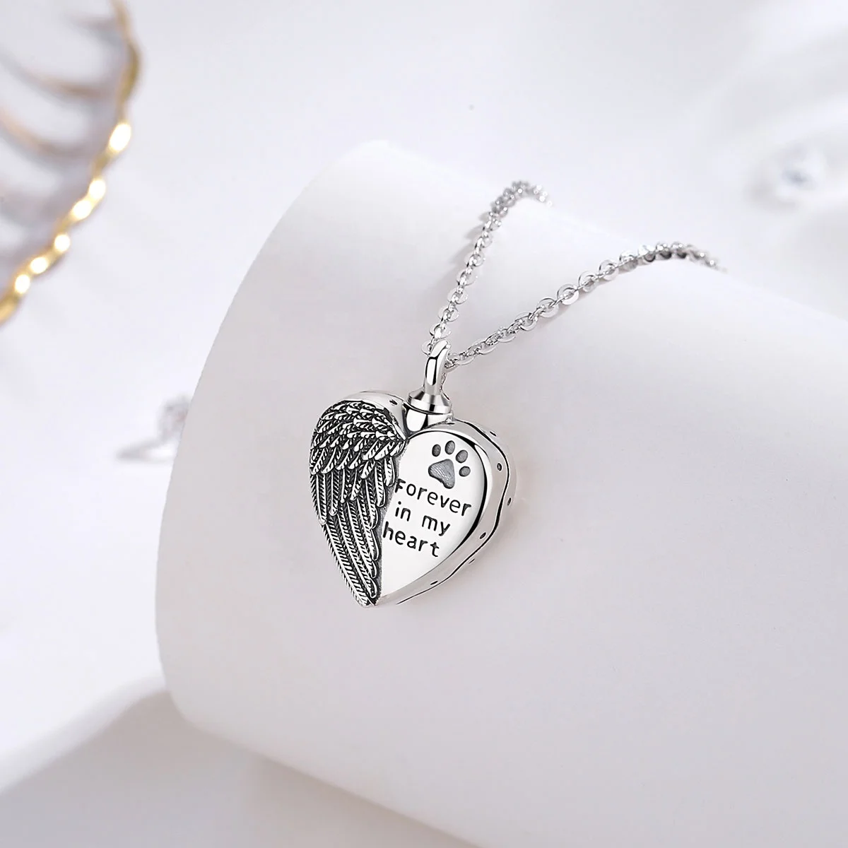 
S925 sterling silver heart cremation jewelry animal urn necklaces for ashes 