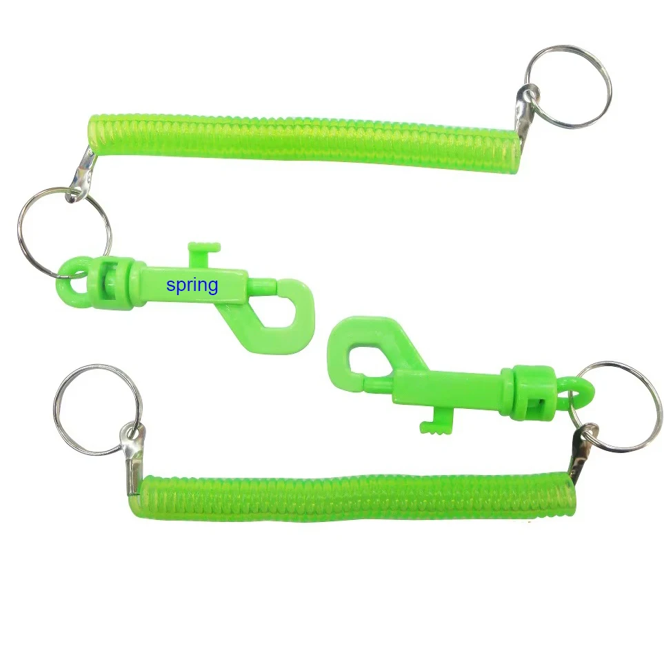 Promotional Tpu Plastic Spiral String Keychain with Zinc Alloy Retractable Cord Customizable  Logo Plastic Keychains