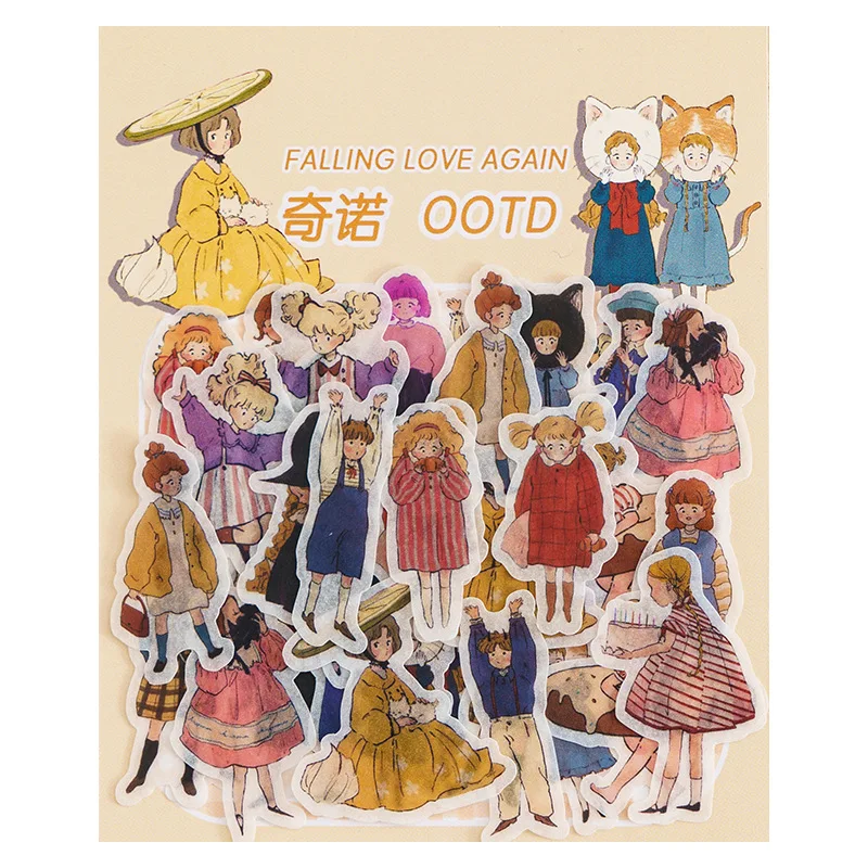 40 Pcs Kawaii Cartoon School Girls Decoration Album Planner Stickers Scrapbooking Diary Sticky Paper Flakes Hand Account Sticker