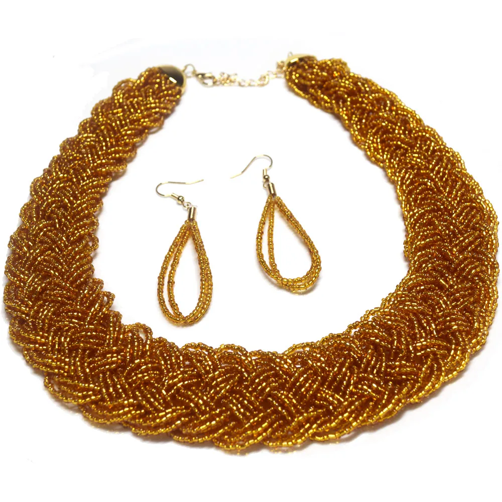 Wholesale Traditional Big Bold Bohemian south africa ghanaian nigerian tribal women Glass Beads beaded necklace jewelry sets