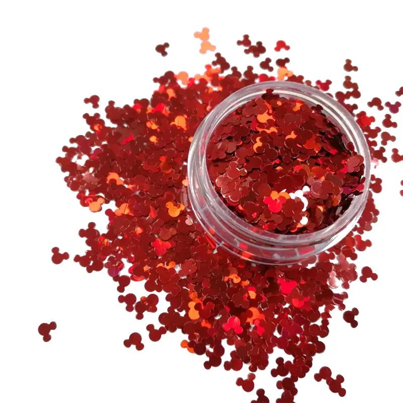 wholesale Hot selling mickey mouse shape cosmetic holographic chunky glitter powder bulk