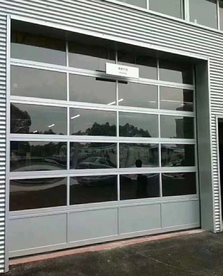 Garage door with glass aluminum frame high heat insulation black glass folding garage door