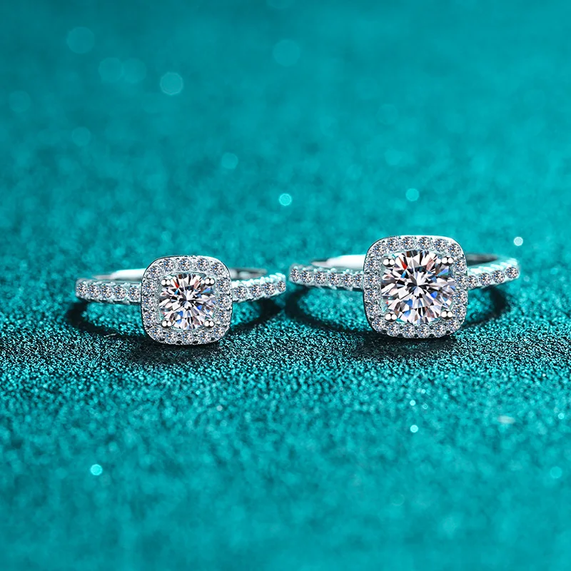 Square Geometric Moissanite 0.5ct To 2 ct Wedding Party Rings For Women s925 sterling silver vvs moissanite diamond ring