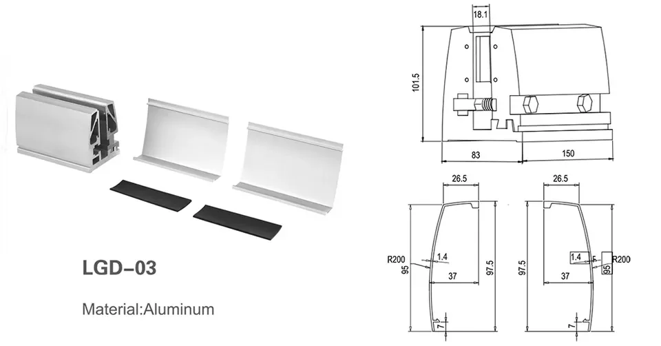Aluminum U Profile Glass Railing U Channel Base for Frameless Glass Balcony Balustrade