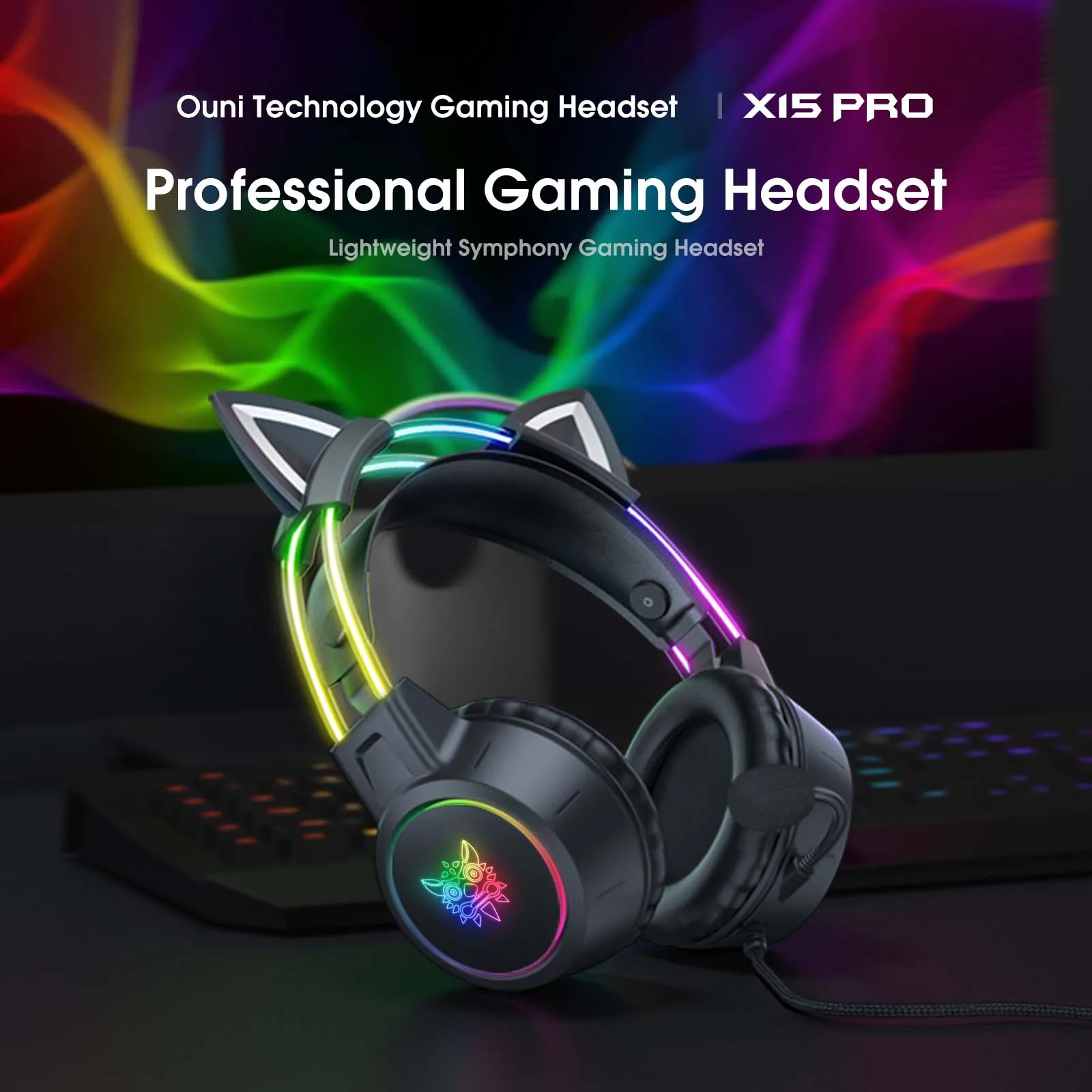 ONIKUMA K9 Rgb 3 5 мм синий микрофон светодиодный светильник на ухо Телефон Проводная гарнитура наушники гарнитуры 2024 с микрофоном для ПК игры
