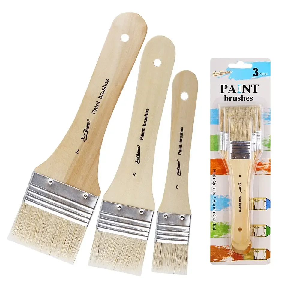 Xin Bowen 3PCS Bristle Paint Brushes Set For Canvas Painting Scrubbing Paintbrushes Artistic Acrylic Oil Watercolor Painting