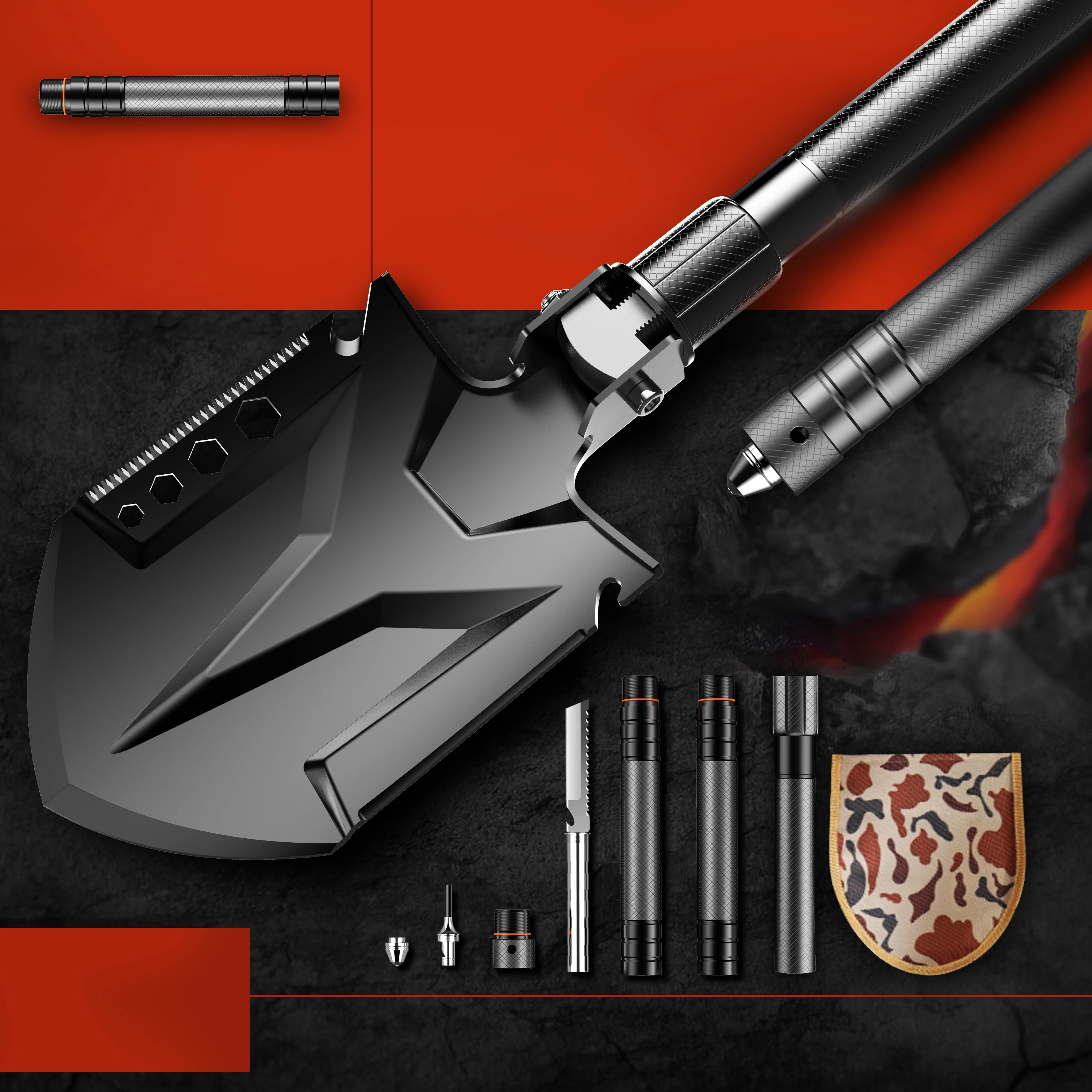 Aluminum Alloy Handle High Carbon Steel Digging Chopping Prying Shovel