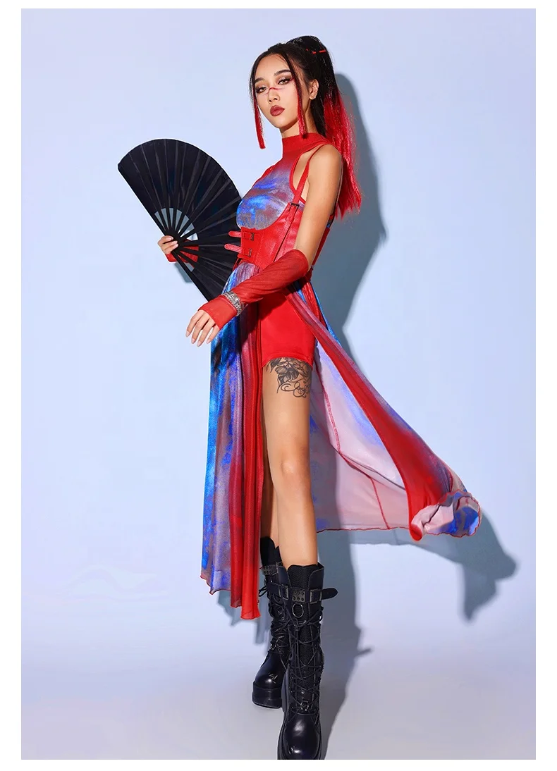 new design sexy women red gogo dancer costumes cheerleading uniforms dancer actor costume