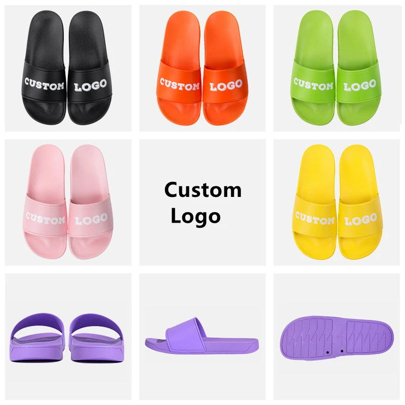 High Quality Designer Slides Custom Logo Slippers PVC Printed Logo Men Sandals