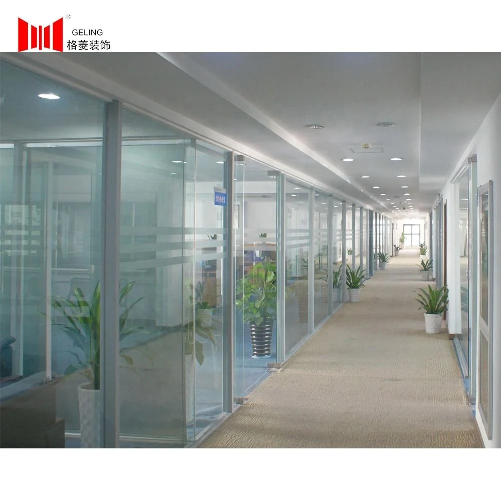 80mm double clear tempered glass aluminum frame removable fixed partition wall cubicle