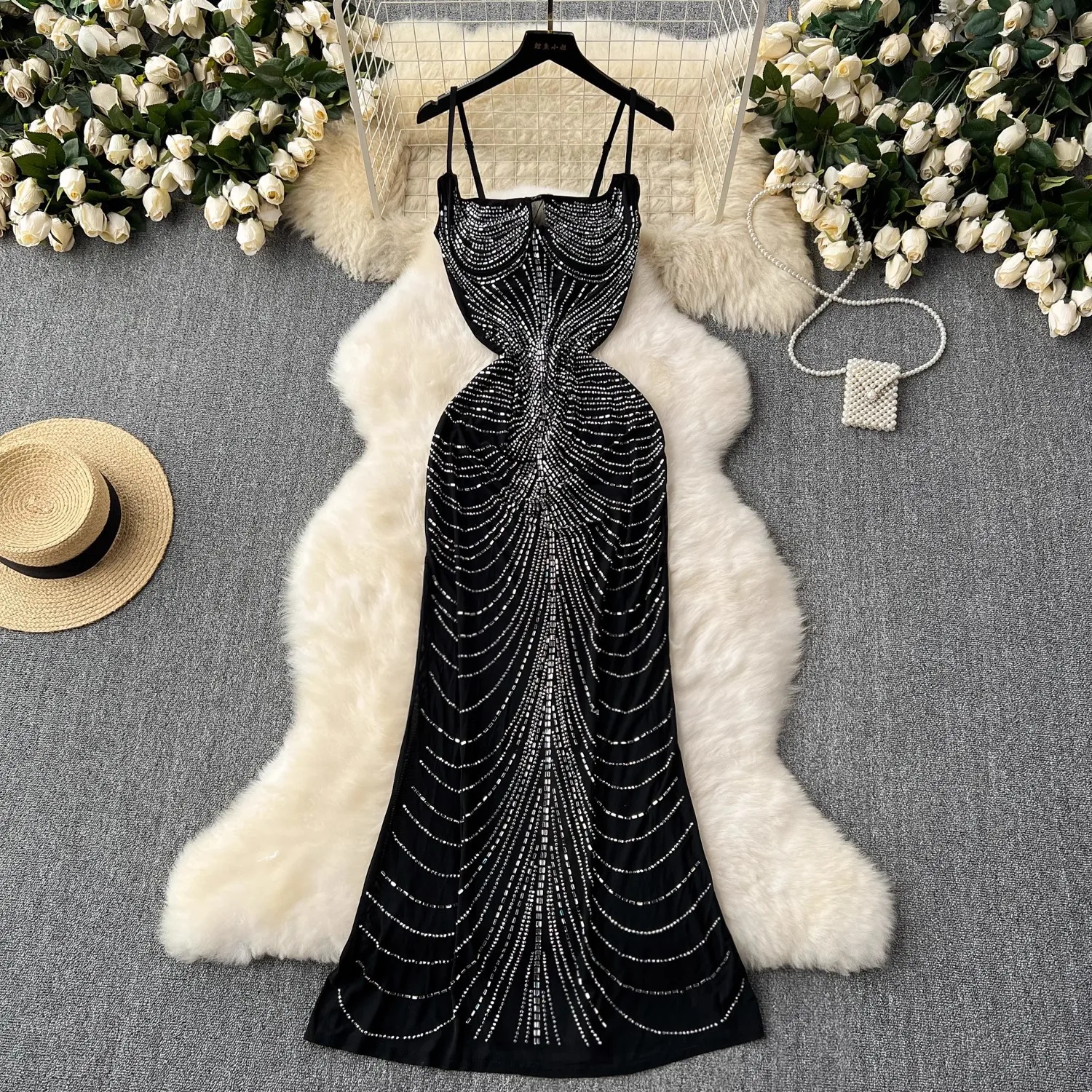 Shinny Sling Sleeveless Ladies Summer Women  Womens Dresses Clothes Backless Dresses