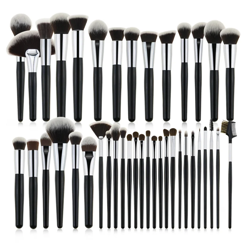ZNYBEAUTY 2021 hot new black all natural hair foundation shadow crease contour makeup brush 40 pieces Wholesale Makeup Brush Set
