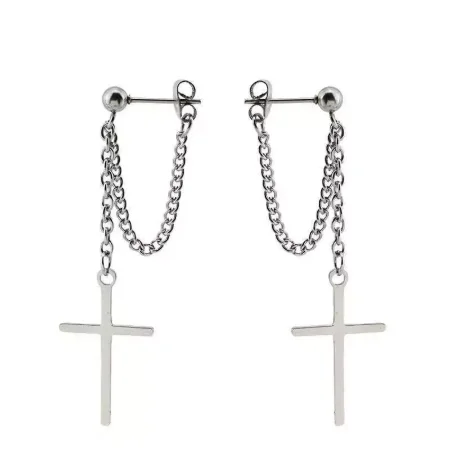 Japan and South Korea Harajuku Punk Cross Chain Pendant Earrings For Women Men Street Hip Hop Jewelry