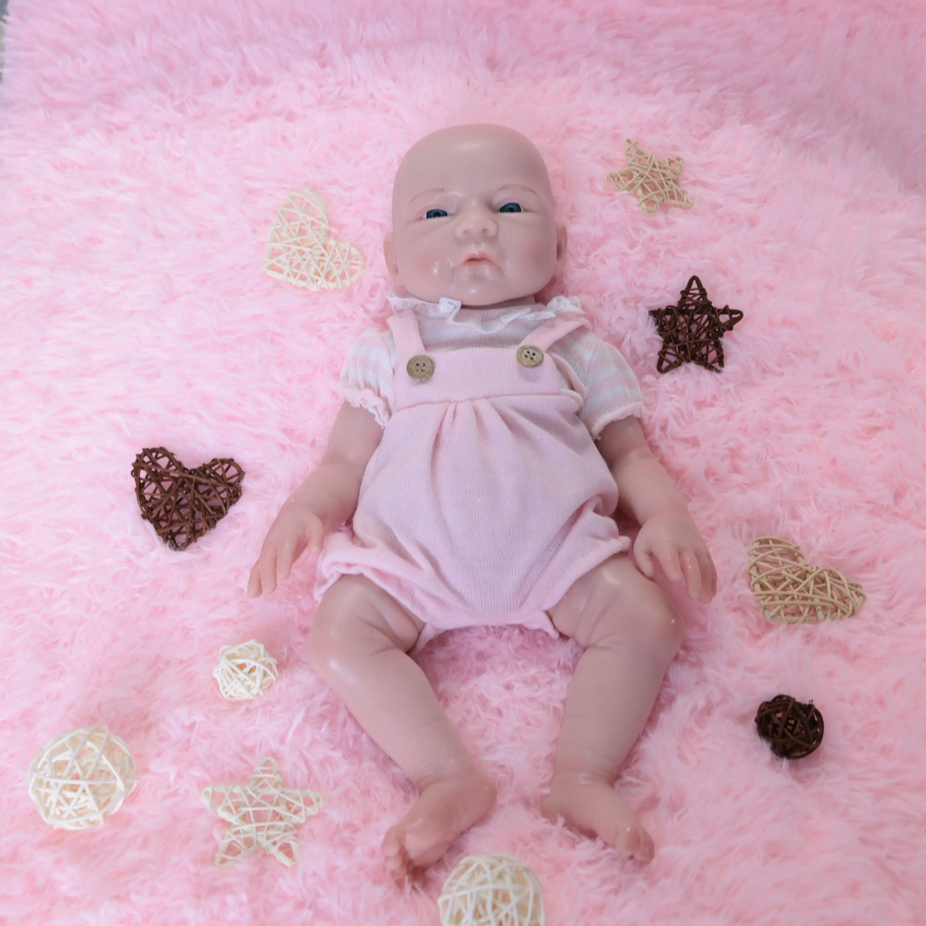 18.5inch Real Reborn Doll Baby Silicone Body(girl) Newborn Baby Lifelike Painted Skin With Pacifier bottle and outfit for gifts
