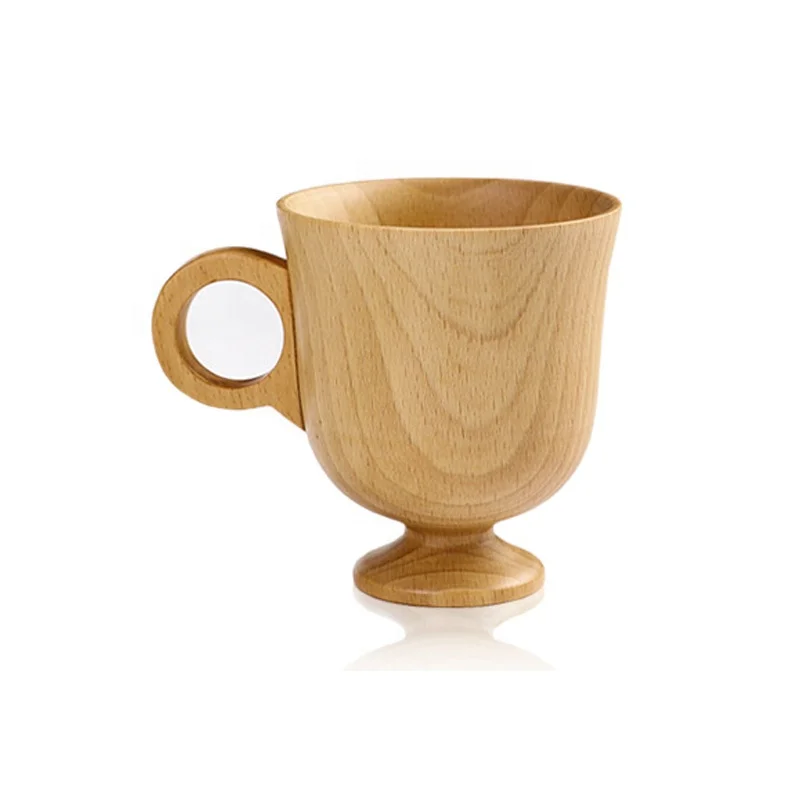 Japanese Creative Wooden Coffee Mug Household Solid Wood Handle Handy Cup