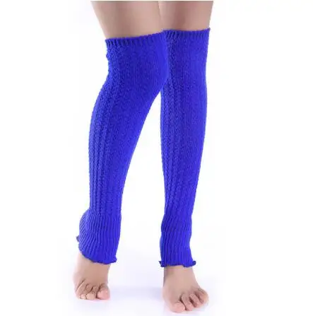 WIIPU Fashion Leg Warmers Woman Long Stockings Popular Hemp Flowers Knitting Step Foot Winter Warm Stocking