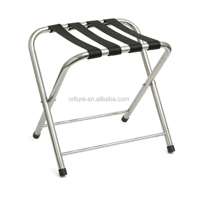H001 hospitality supply bedroom steel metal luggage stand chrome folding hotel luggage rack