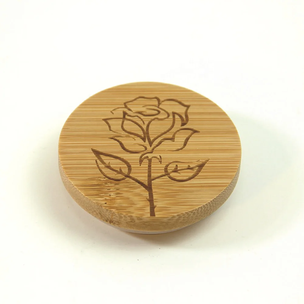 High quality custom logo 67mm diameter natural bamboo mason jar lid with silicone sealing ring