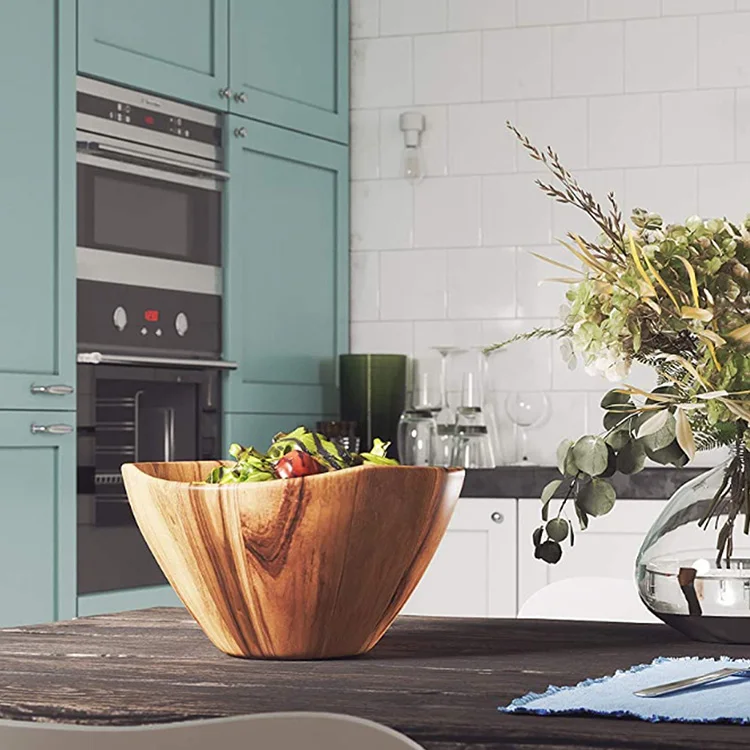 Home Restaurant Acacia Wood Yuan Bao Shape Splicing Salad Dough Bowl Wood Decorative Bowl Wooden Bowl For Salad