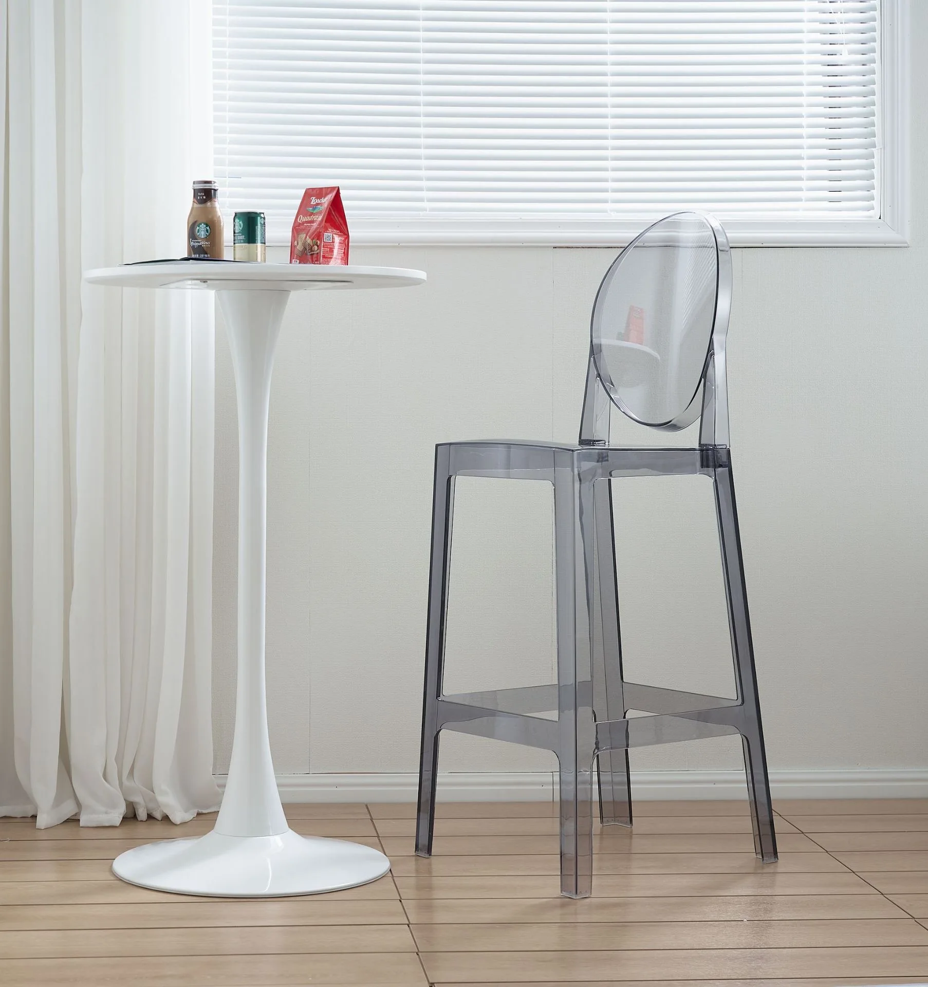 Hot Selling wedding  event Light Gray Square backrest High stool Transparent Acrylic Bar Chair