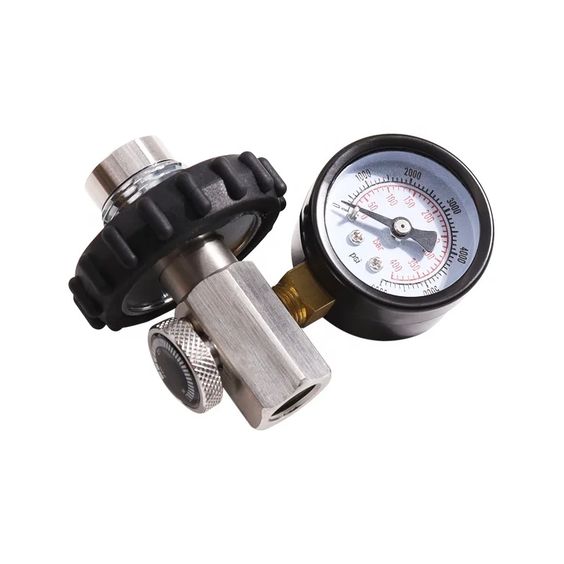 Paintball Air Gun Airsoft PCP HPA DIN G5/8-14 to 1/4NPT Scba Fill Station Charging Adapter Connector with 6000psi Gauge