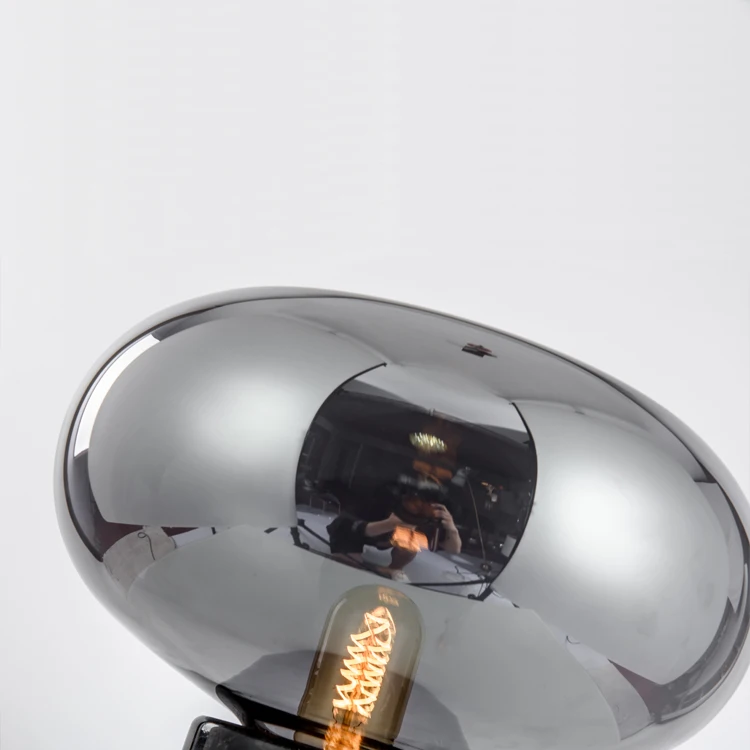 
Nordic Modern Design Marble Glass Cognac Smoke Gray Small Decorative Creative Bedside Table Lamp Light for Bedroom Living Room 