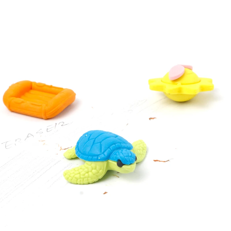 Stationery  Animal mini Turtle Palm Sun Boat eraser set Eraser Kids For School Shaped Rubber animal Pencil Eraser
