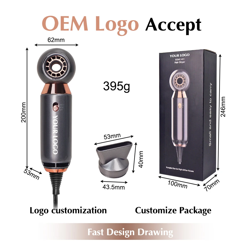 Home Travel Professional Salon Blow Dryer Fast Drying 800W Leafless Hair Dryer