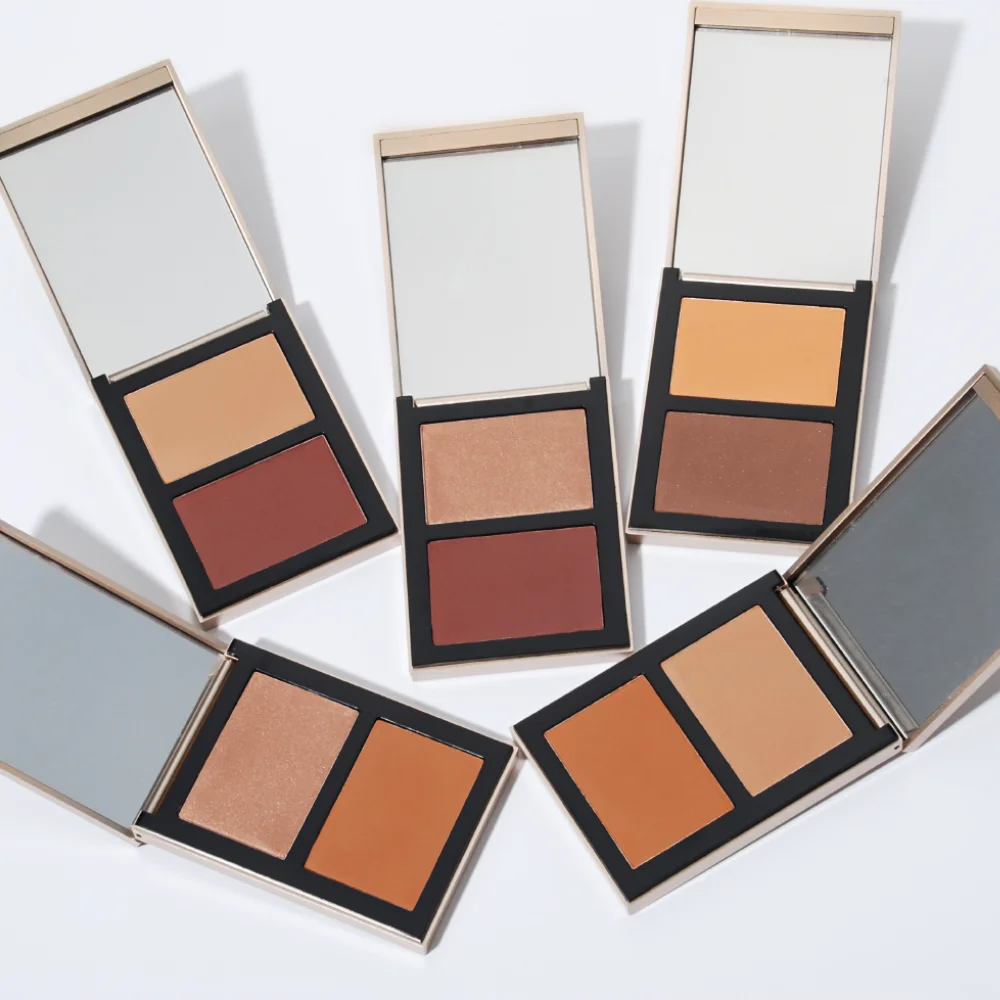 private label face pressed contour blush highlighter and bronzer and blush palette powder make up