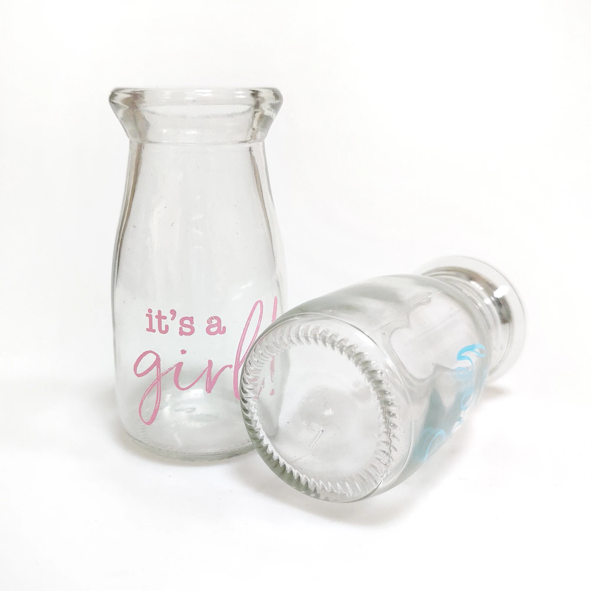 Wholesale 150ml 250ml customized logo glass fresh milk milk yogurt bottle with lid
