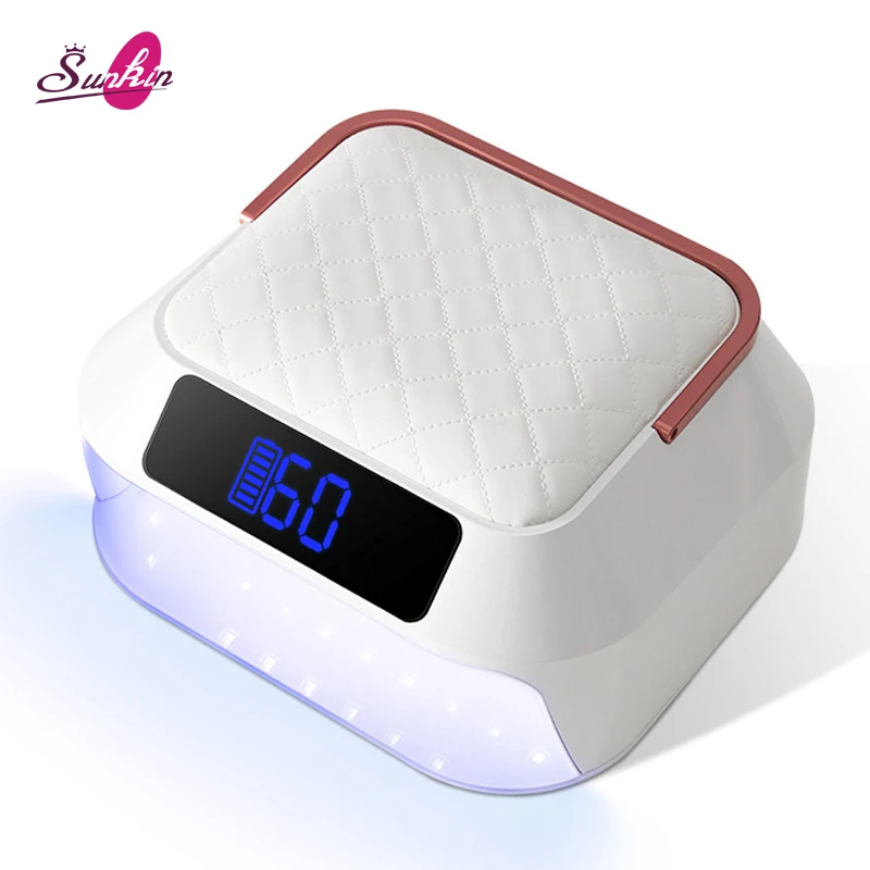 2024 New Design X60 218W 2-in-1 Nail Lamp Dryer Portable Rechargeable Wireless Gel UV Nail Lamp with Hand Pillow