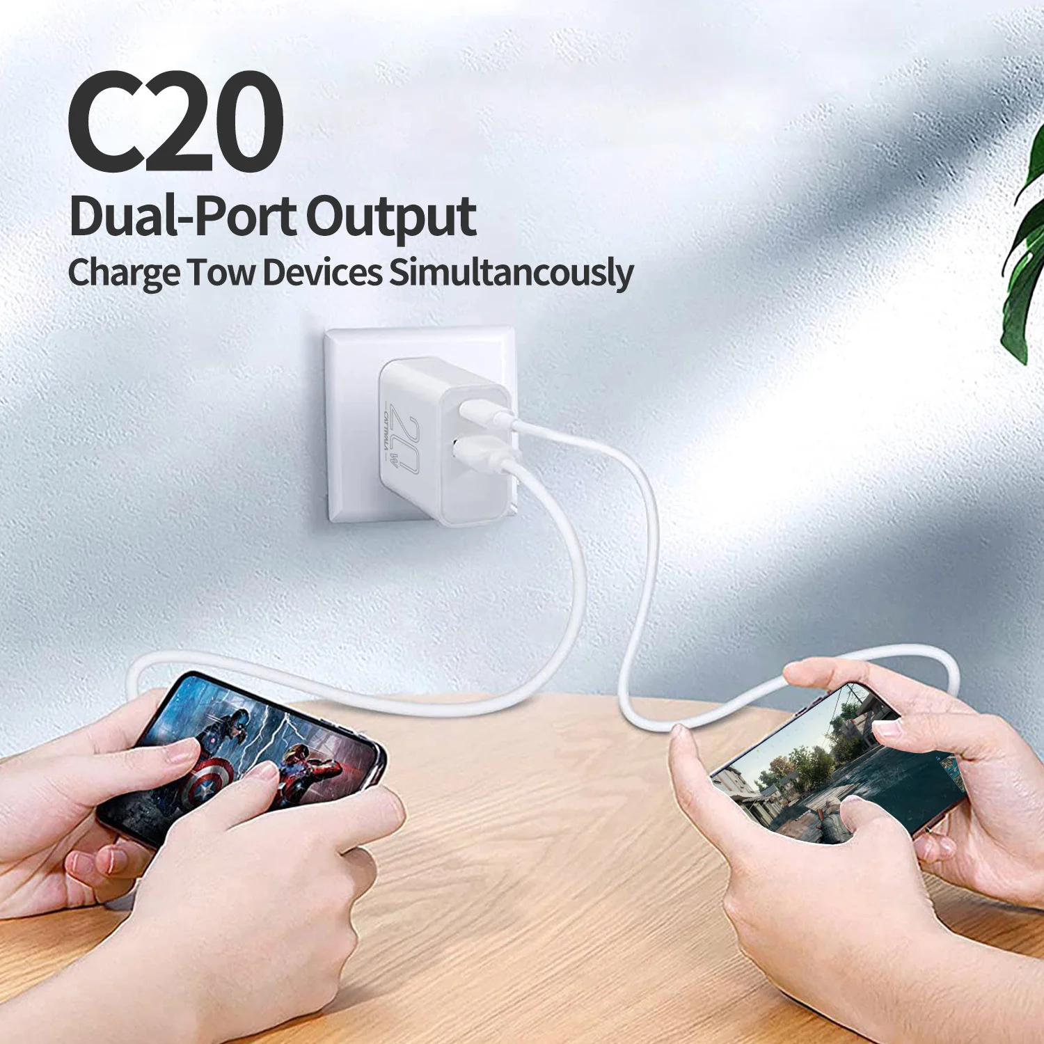 Сетевое зарядное устройство Cattivala USB C для быстрой зарядки 20 Вт QC3.0 MacBook iPad Pro iPhone ноутбуков
