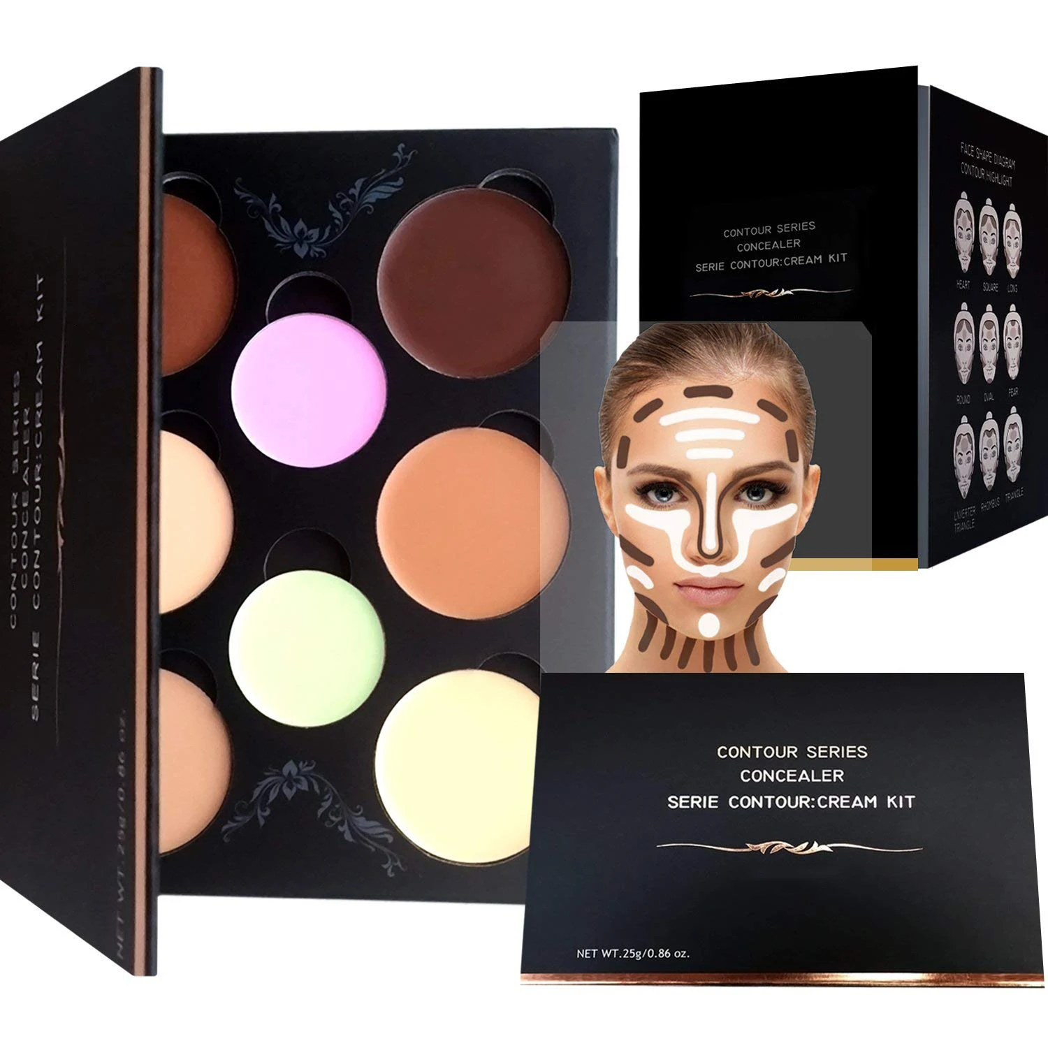 2023 New Arrival Scanlon Buildable Waterproof Long-lasting Cream Contour Best 8 Colors and Highlighting Makeup Kit Private Label