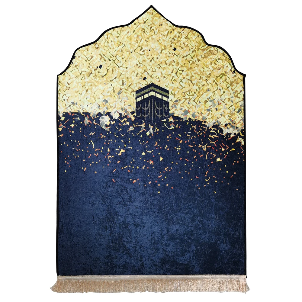 Wholesale special-shaped prayer mat High Quality mosque prayer mat muslim slip backing islam prayer mat for Ramadan gift set